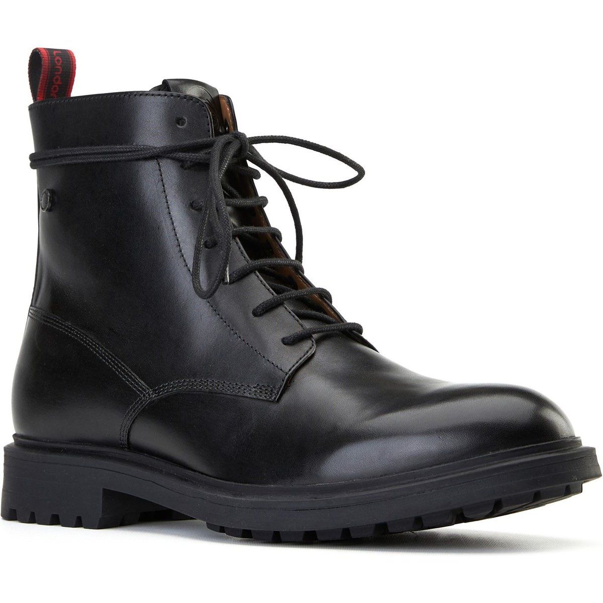 Base London Brunel Leder Herren Schwarze Stiefeletten