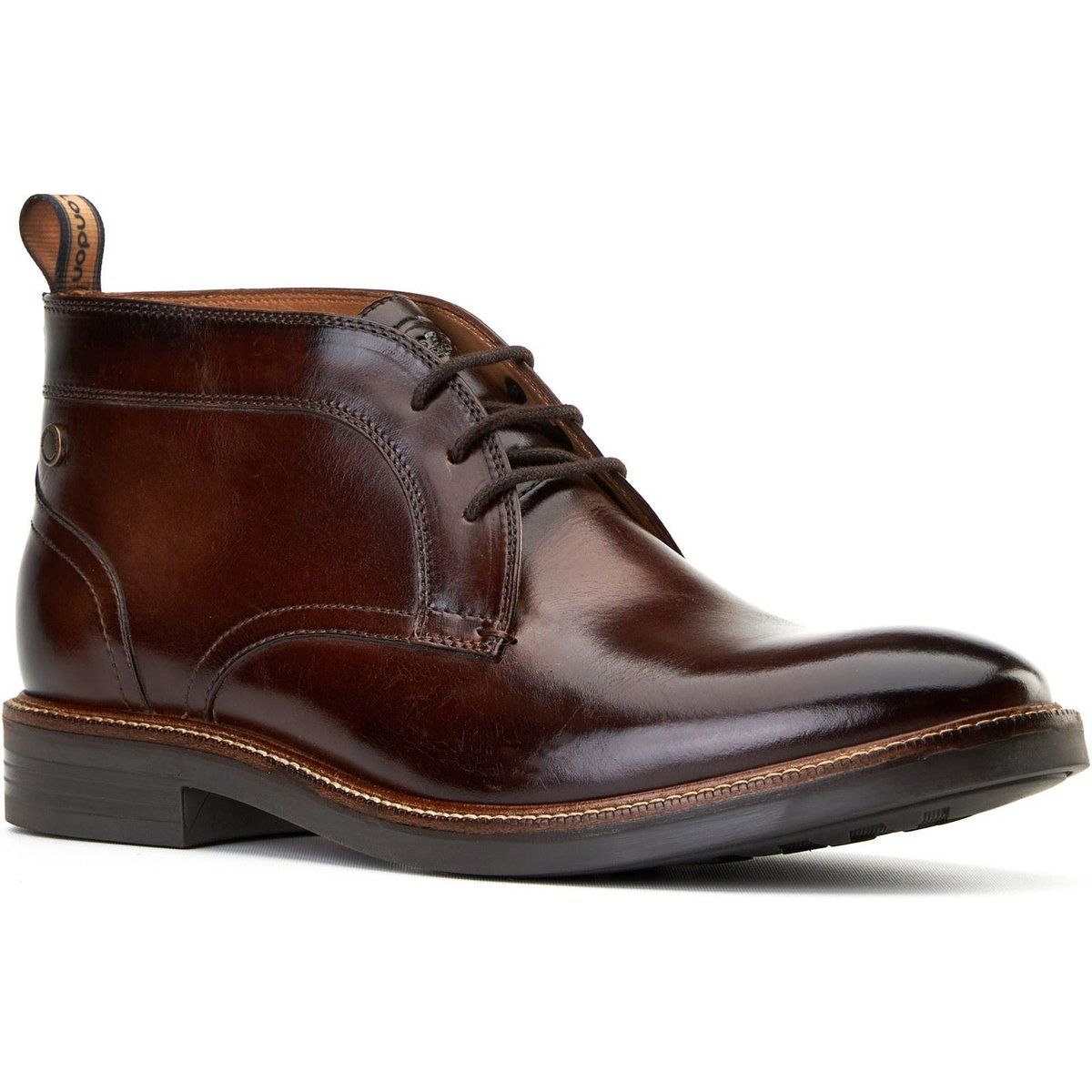 Base London Lincoln Leder Herren Stiefel in Gebranntem Braun
