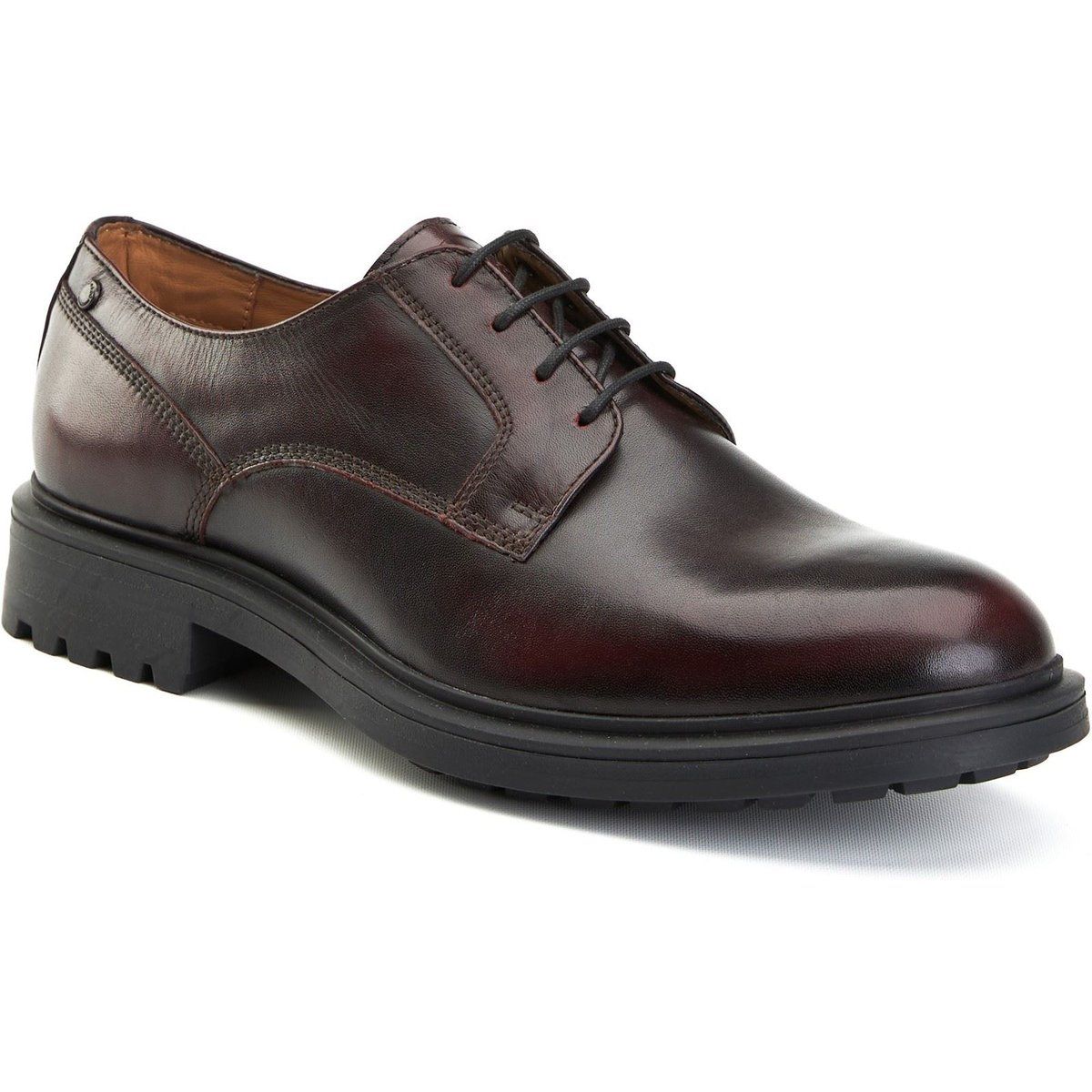 Base London Locke Leder Herren Bordo Schnürschuhe