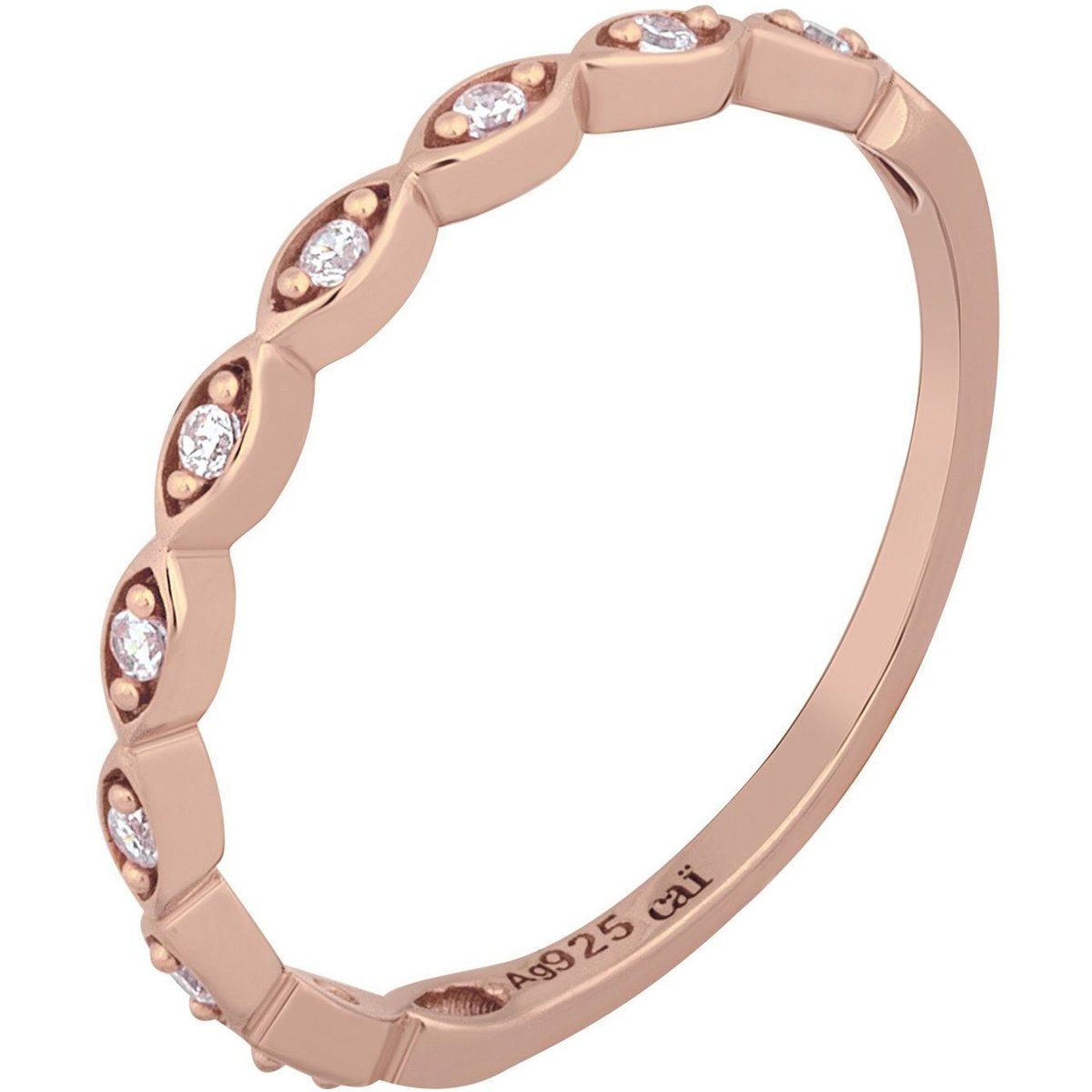 Roségoldener Zirkonia-Beisteckring