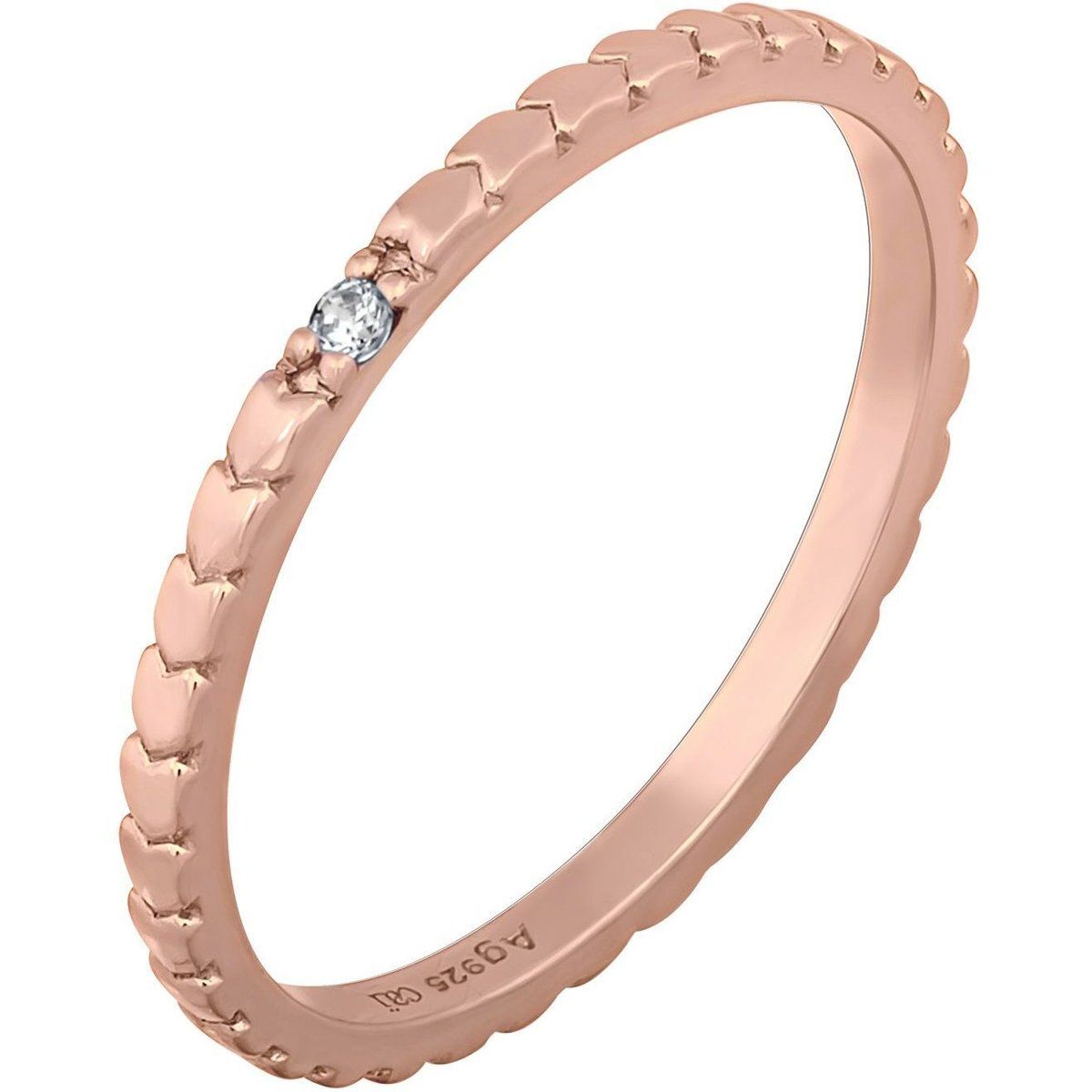 Rosévergoldeter Stacking-Ring mit Herzmuster
