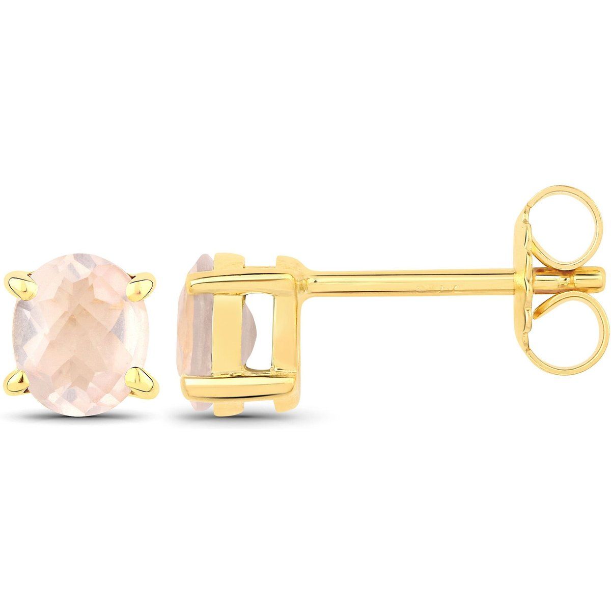 Elegante Rosenquarz-Ohrstecker im Ovalschliff
