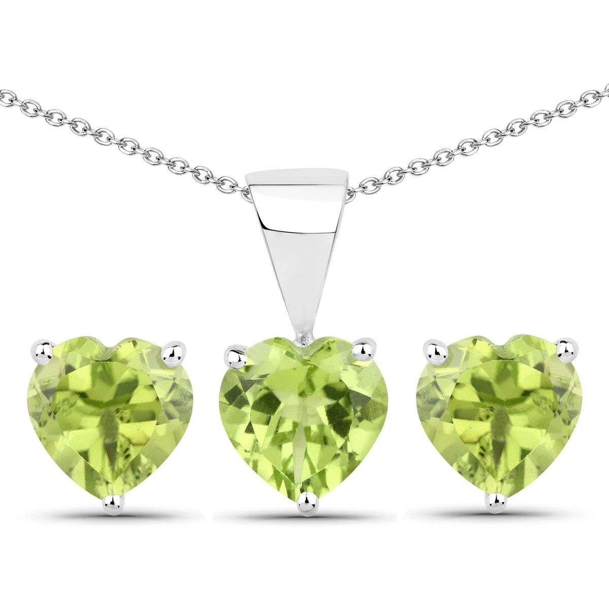 Herzförmiges Peridot Schmuck-Set