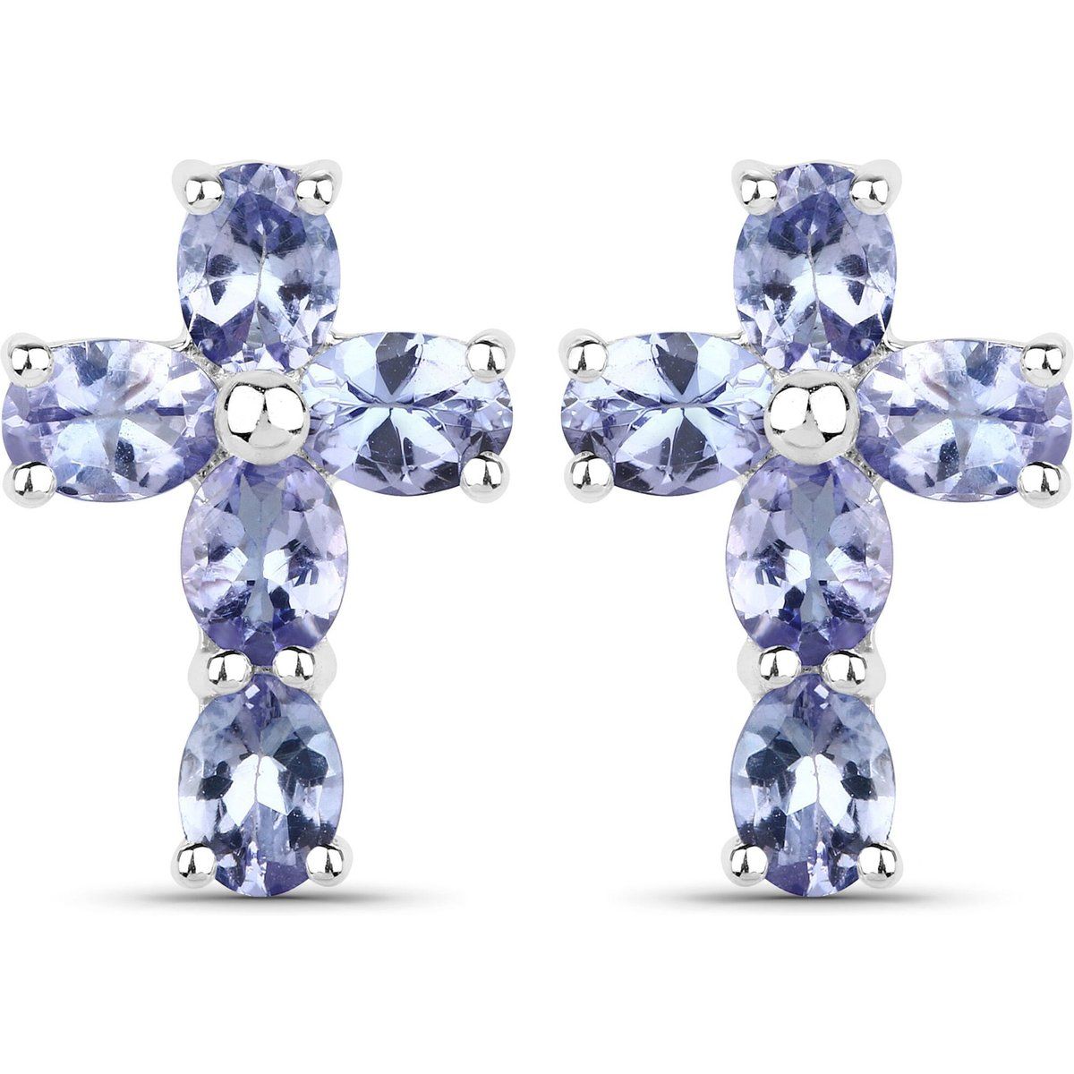 Elegante Kreuz-Ohrstecker mit Tansanit