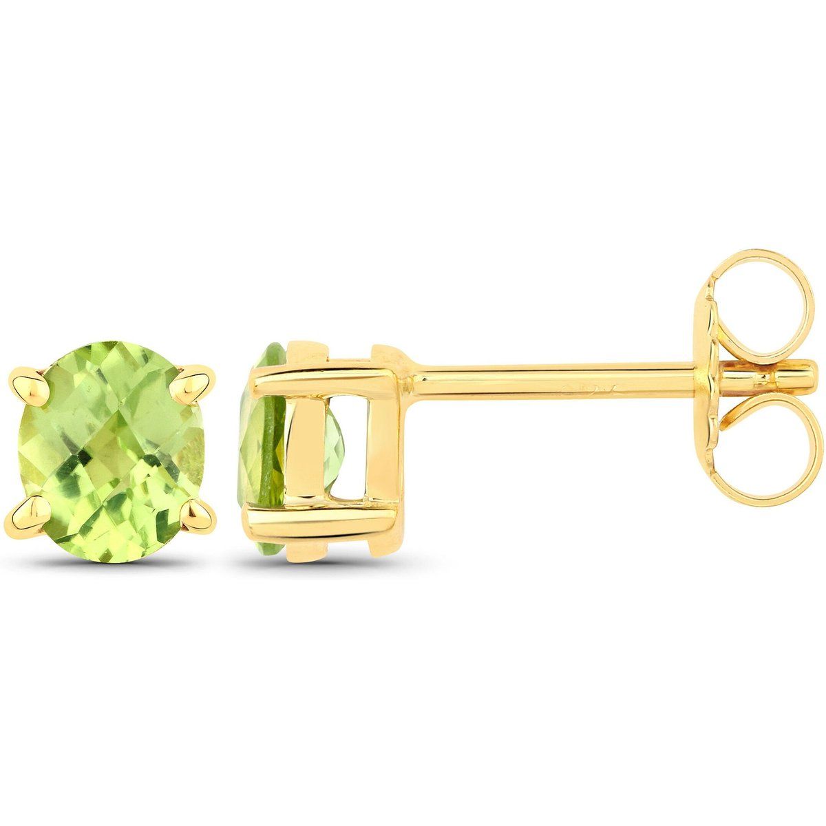 Ovale Peridot-Ohrstecker Vergoldet
