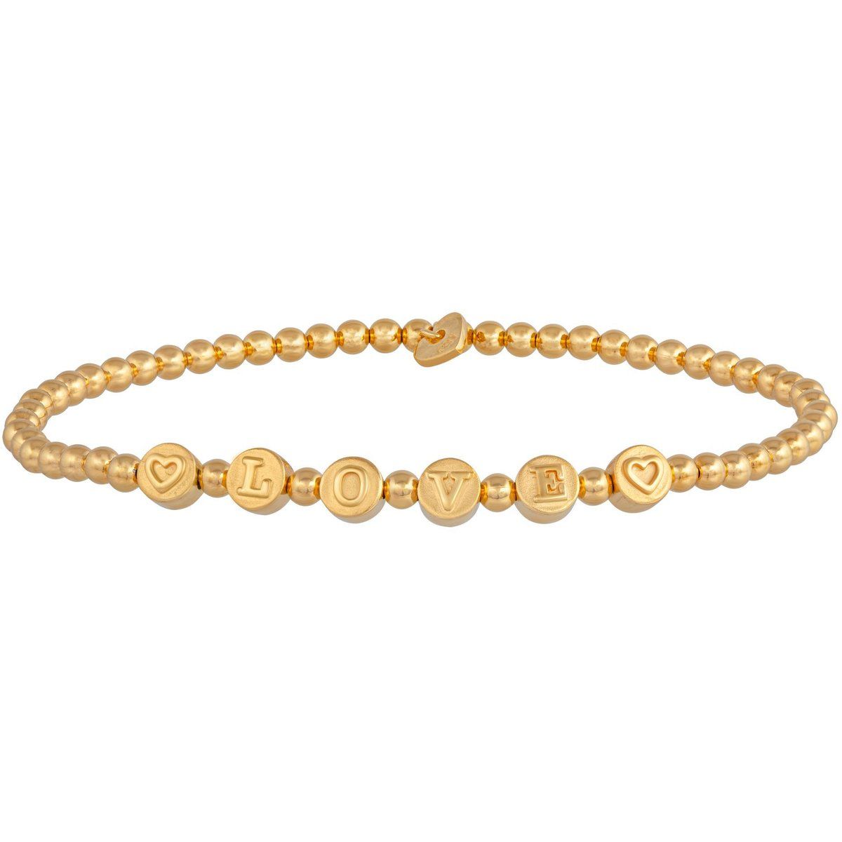 Vergoldetes Perlenarmband mit Love-Schriftzug