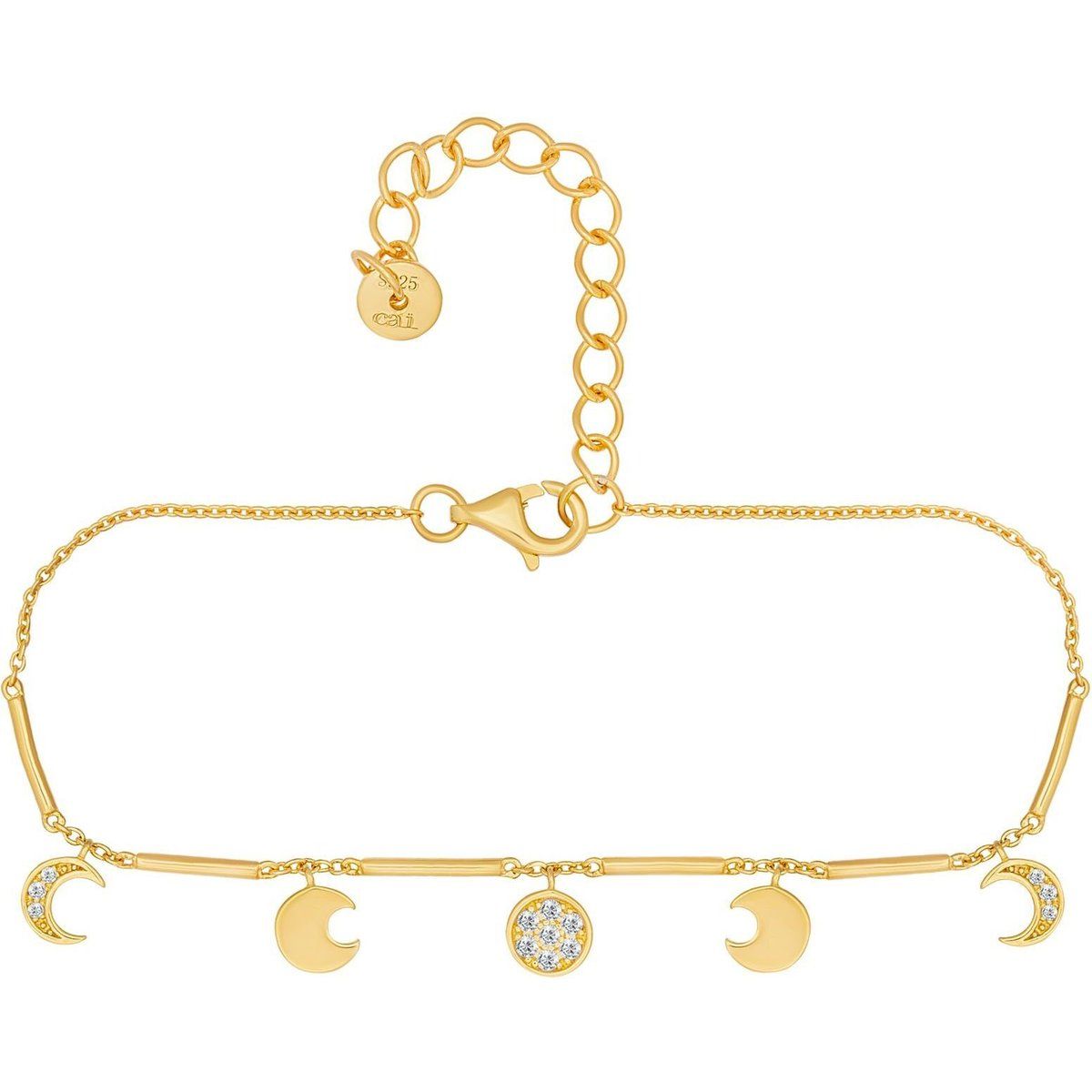 cai Armband 925 Silber vergoldet Anhänger Mondphasen Zirkonia