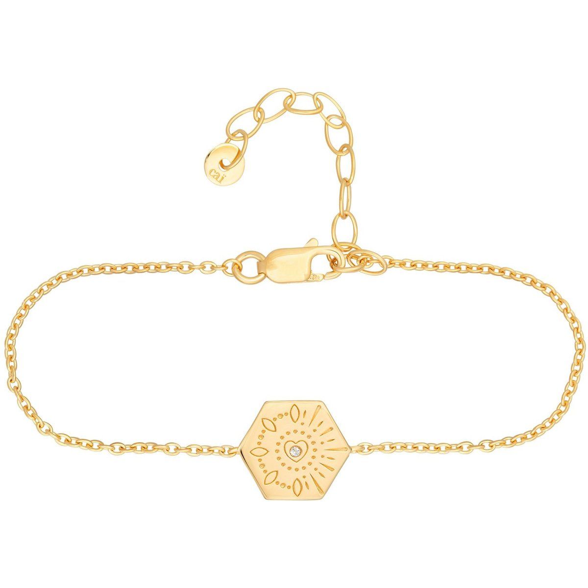 Gold Vermeil Hexagon Evil Eye Armband