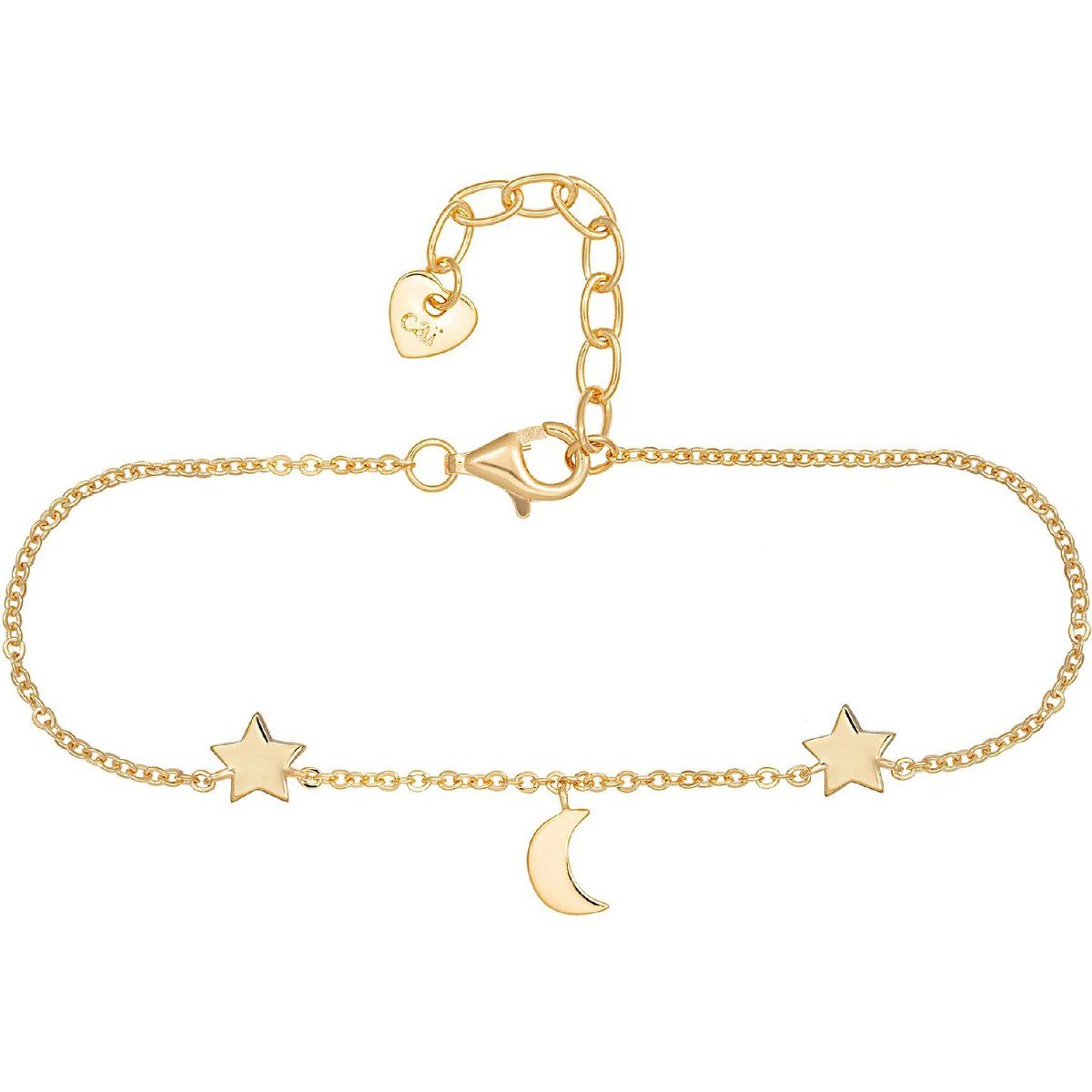 Zartes Sterlingsilber Stern und Mond Armband