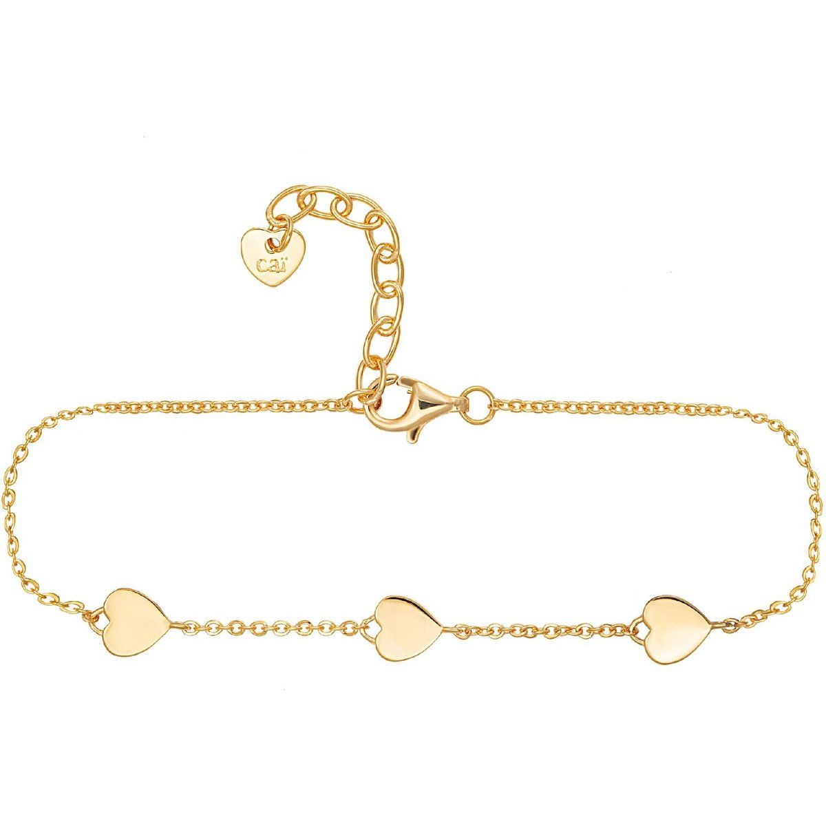 Vergoldetes Armband mit drei Herzen