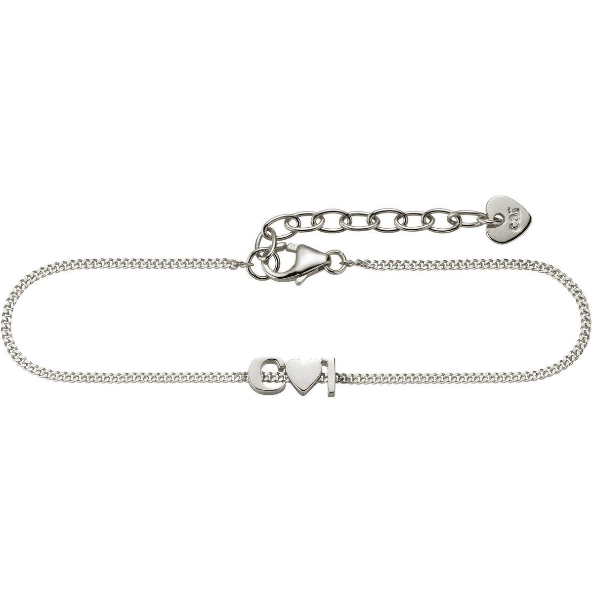Silbernes Initialen-Armband mit Herz