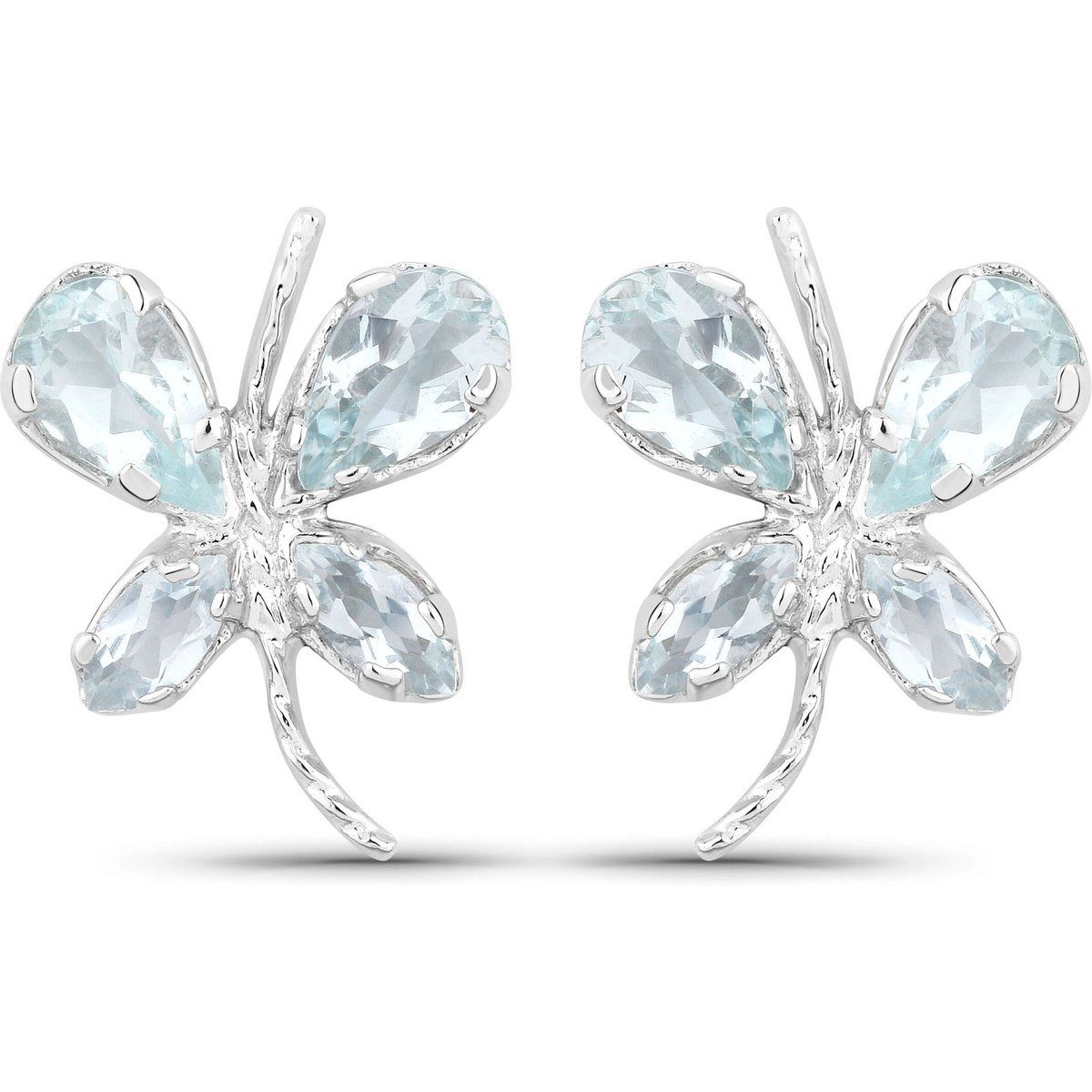 Aquamarin Schmetterling Sterling Silber Ohrringe