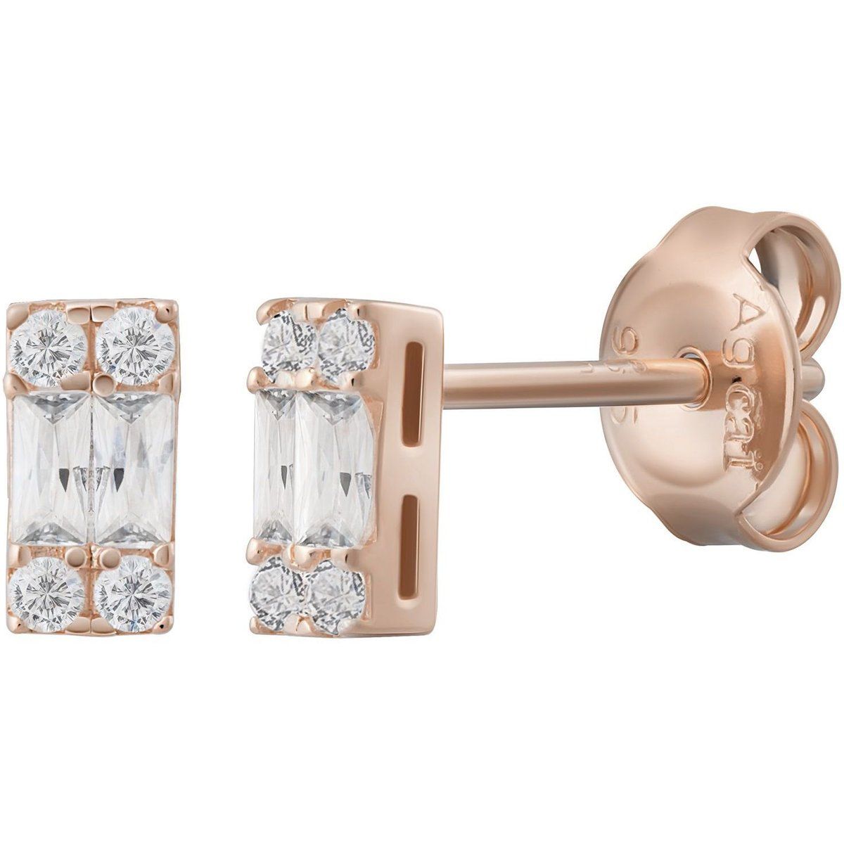 Roségold Baguette Zirkonia Ohrstecker