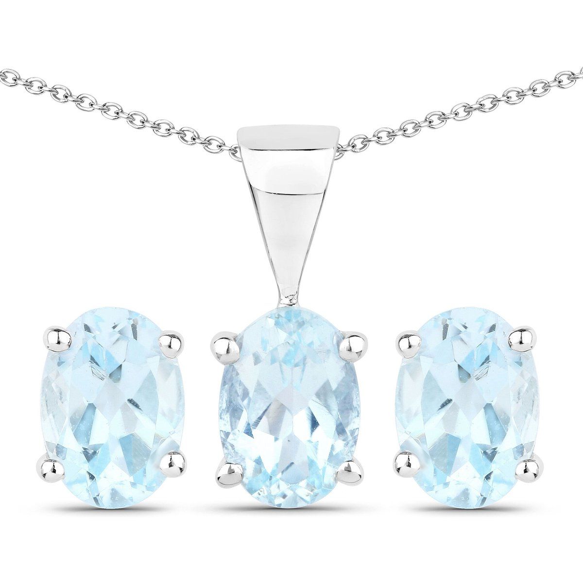 Schmuckset mit ovalem Blautopas