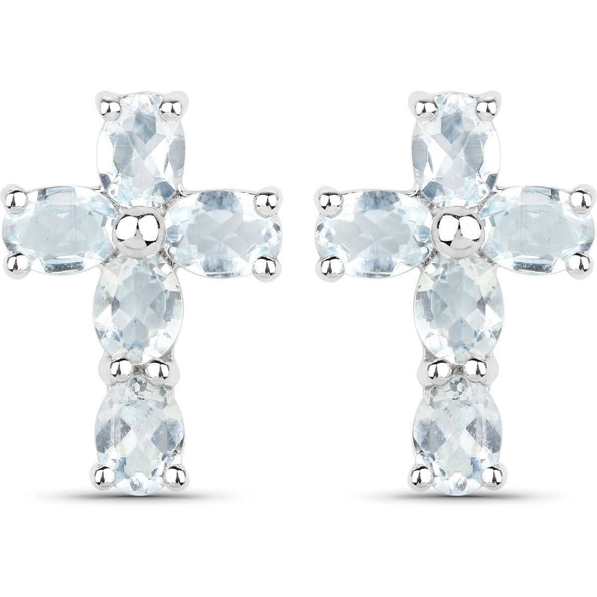 Sterling Silber Kreuzohrringe mit Aquamarin