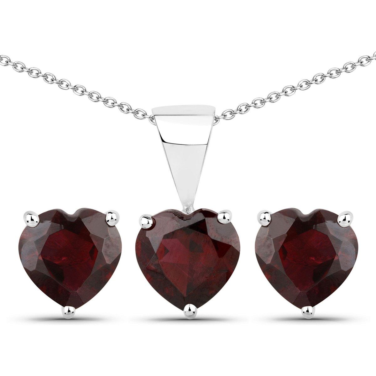 Herzförmiges Granat Schmuckset
