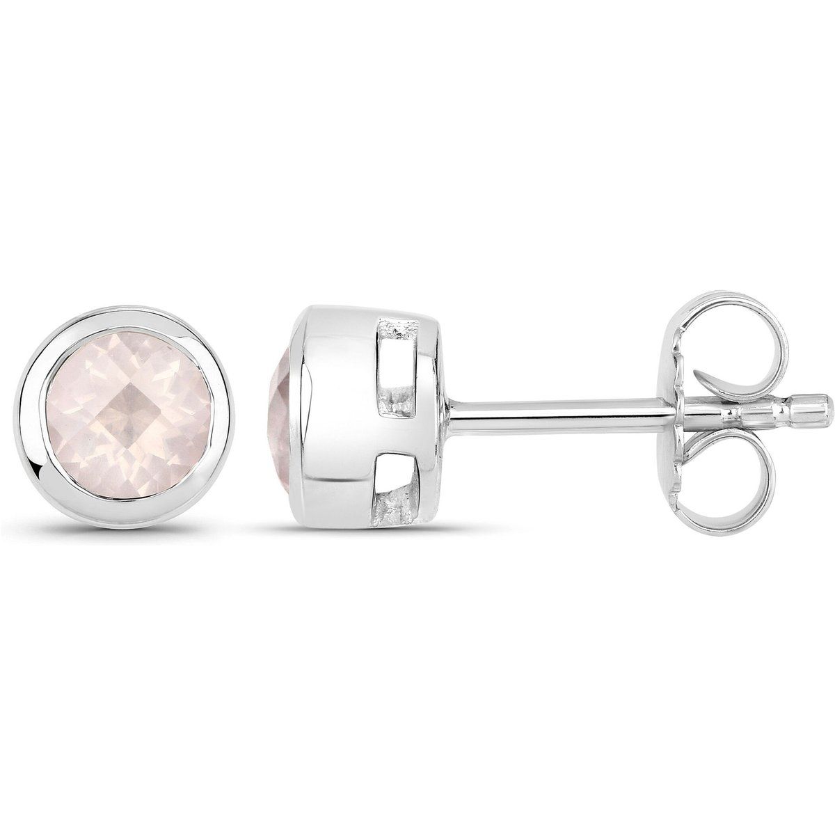 Rosenquarz Ohrstecker aus Sterlingsilber