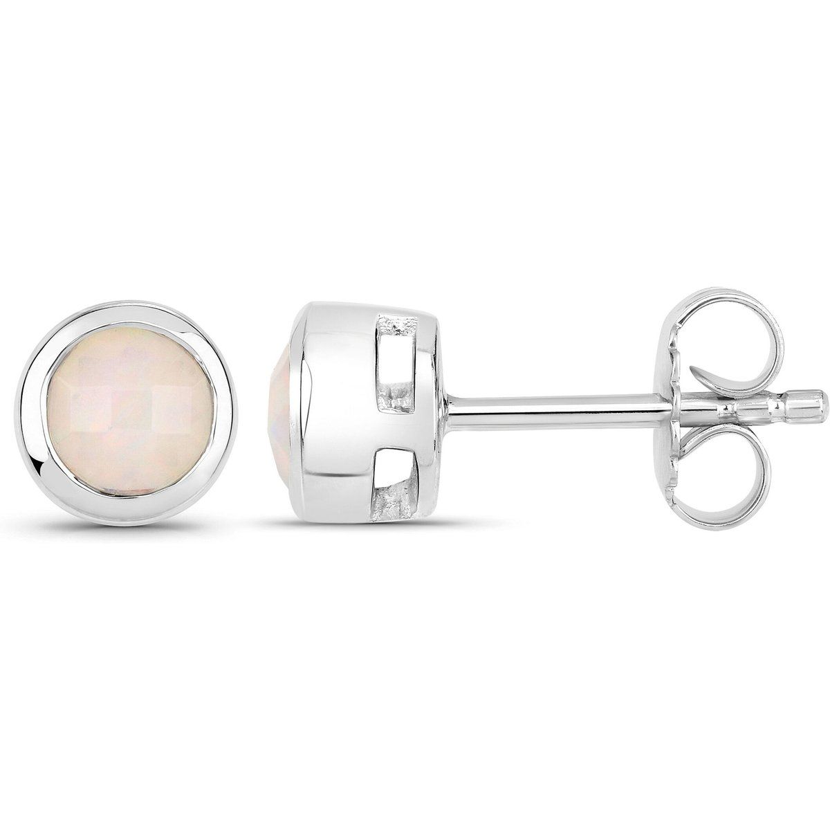 Zeitlose Opal-Ohrstecker in Zargenfassung
