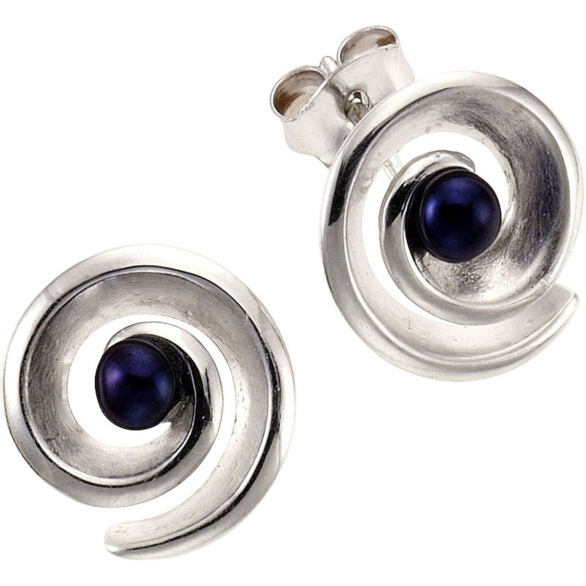Spiral Ohrstecker aus Sterlingsilber mit Perlen