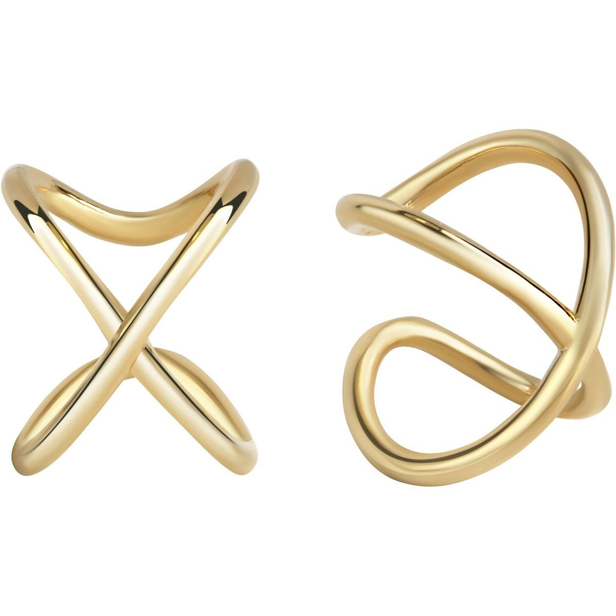 Minimalistische Criss-Cross Gold Ohrklemme