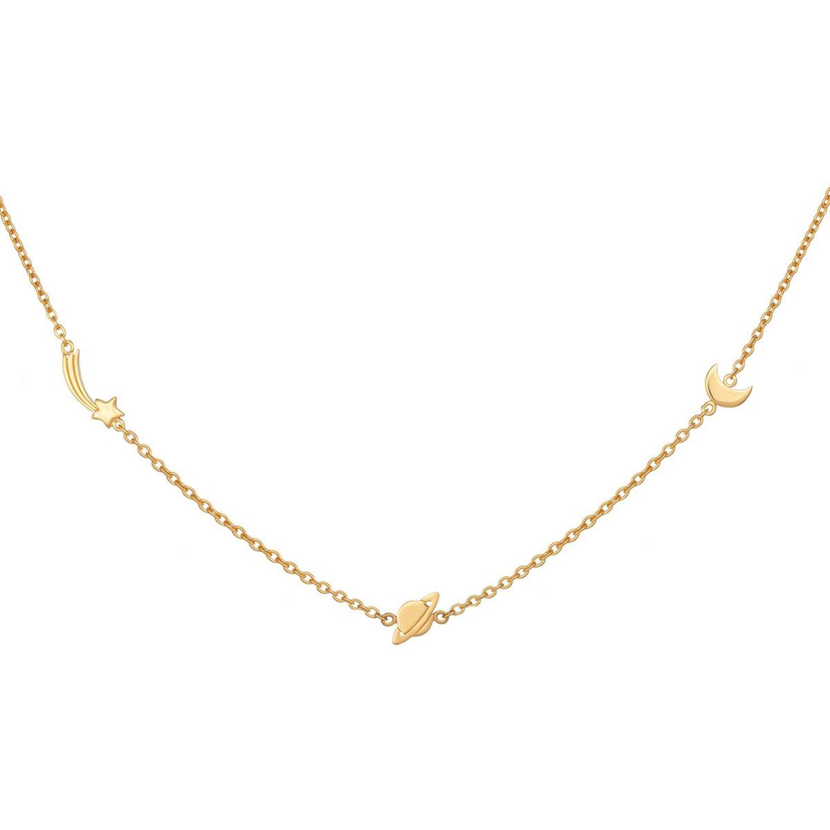 Zarte goldene Halskette mit Himmelsmotiven