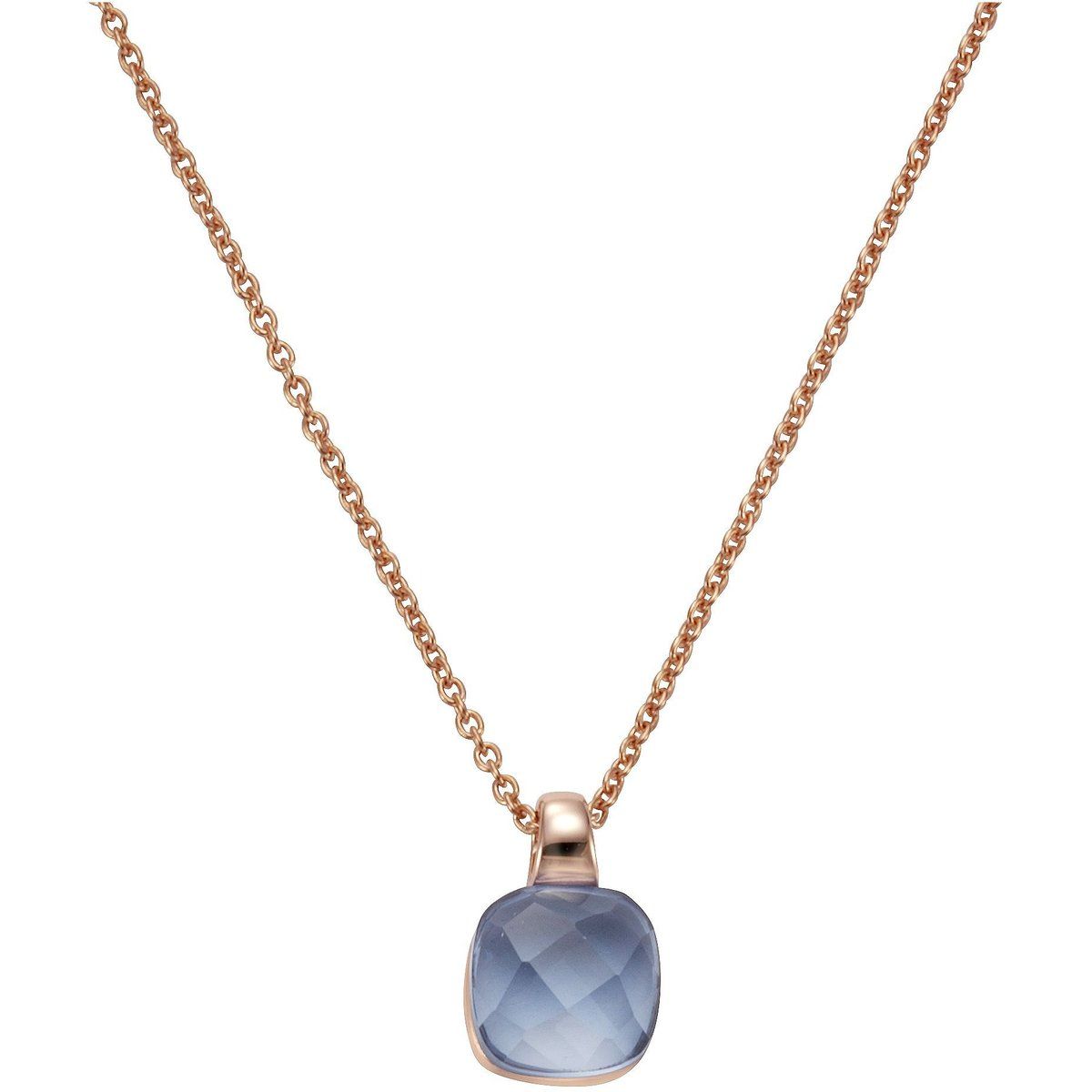 Halskette mit blauem Quarz-Anhänger Roségold