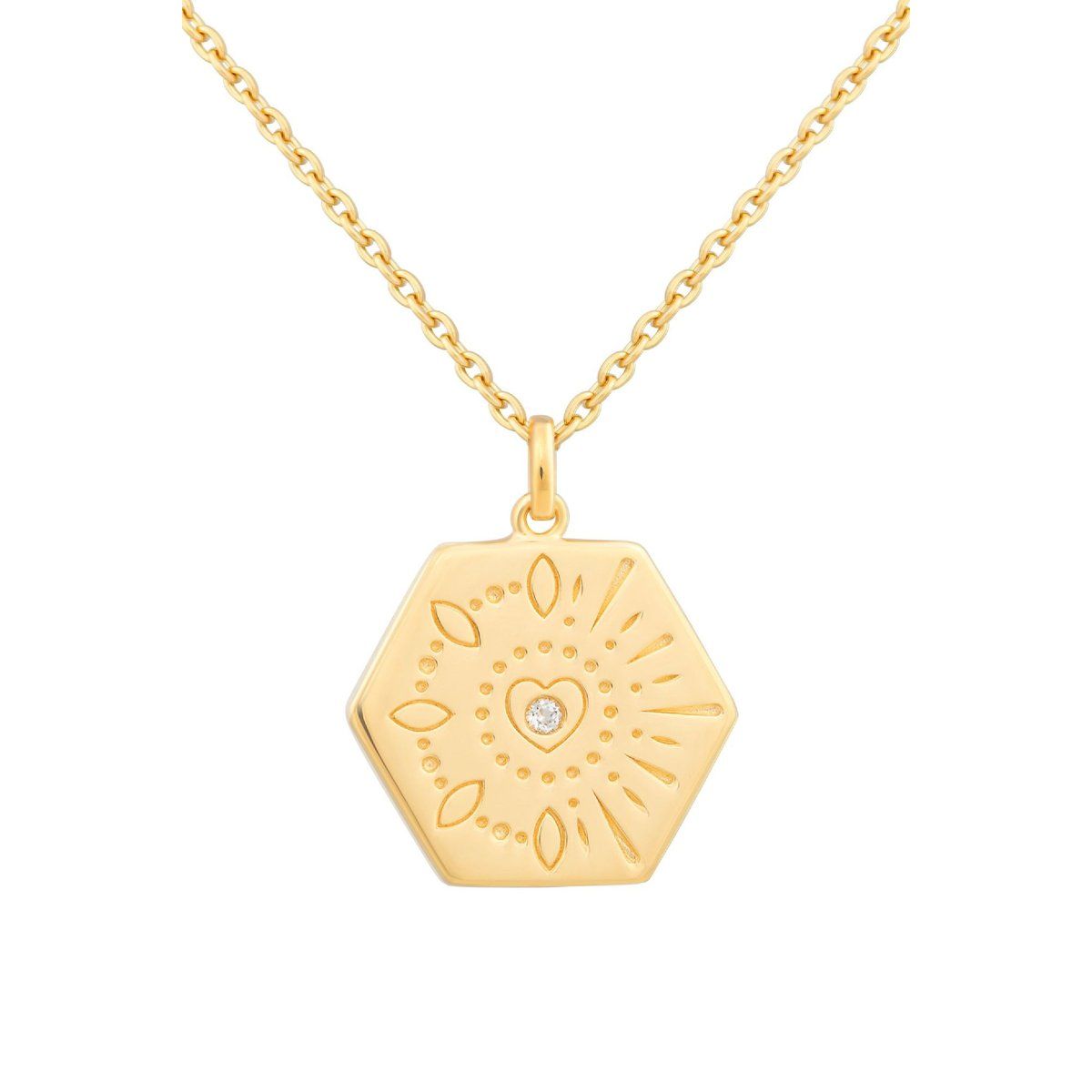 Goldene Hexagon Anhänger Halskette mit Topas
