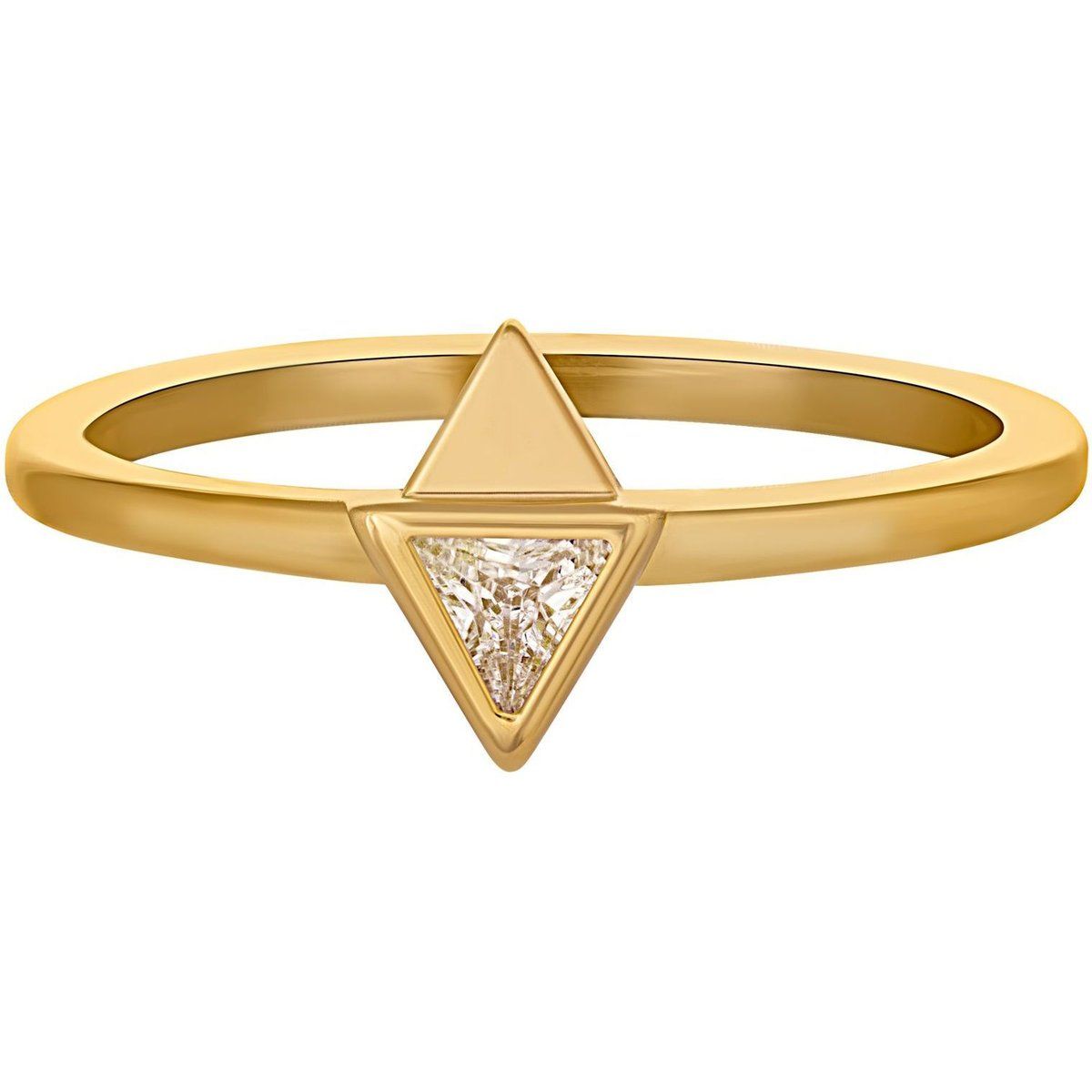 Geometrischer vergoldeter Ring mit Dreieck