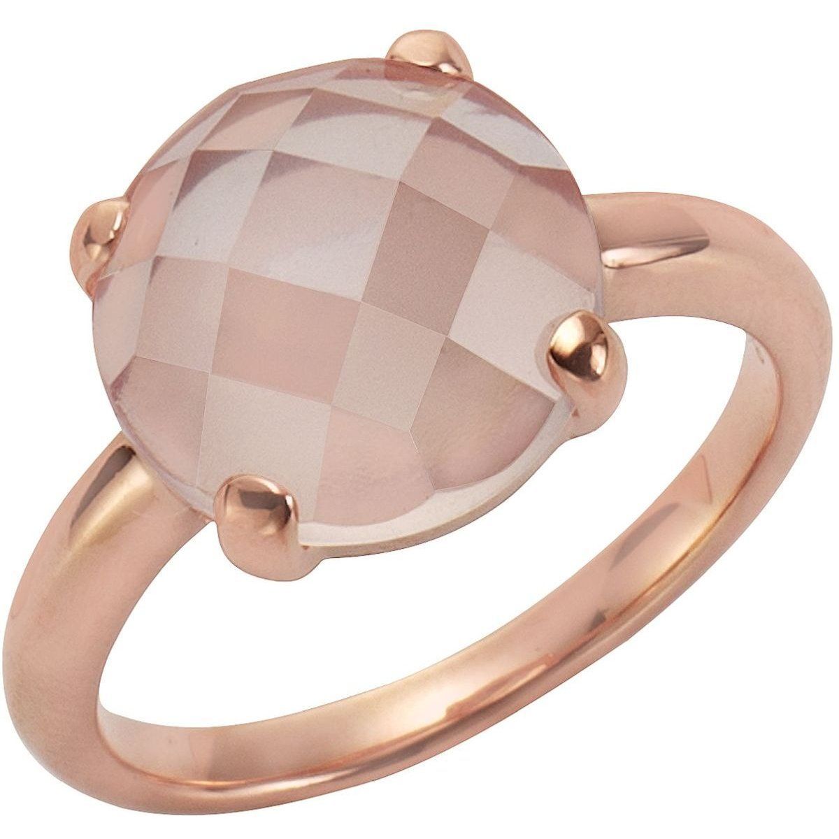Ring mit Rosenquarz im Schachbrettschliff