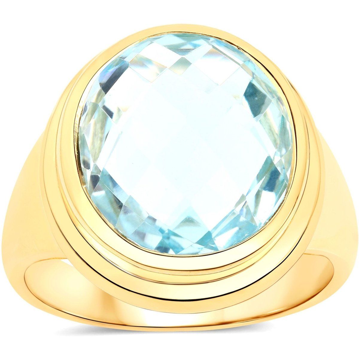 Goldring mit blauem Topas-Edelstein