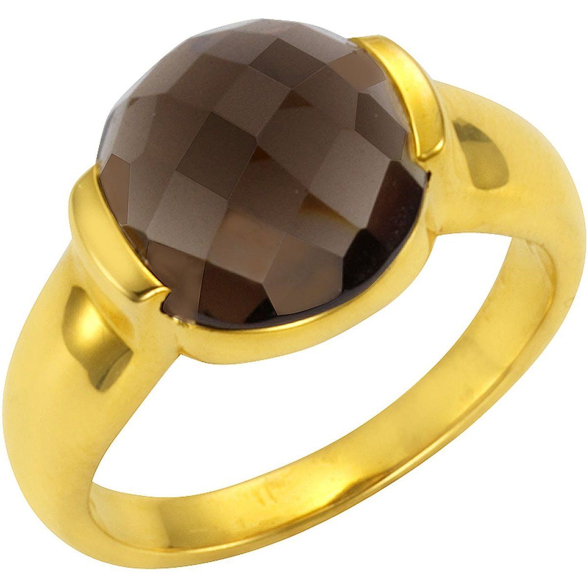 Statement-Ring mit facettiertem Rauchquarz