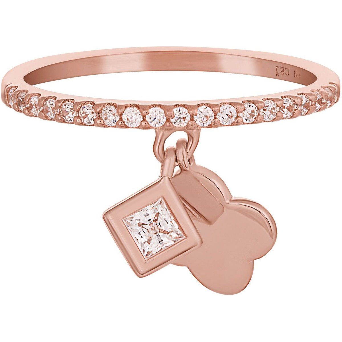 Rosévergoldeter Charm-Ring mit Zirkonia