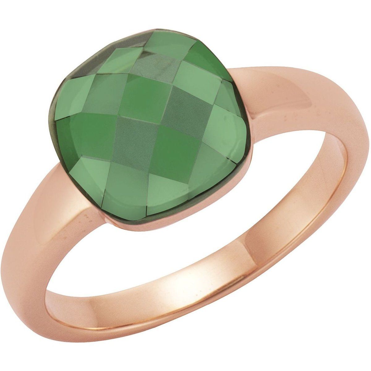 Rotvergoldeter Ring mit grünem Quarz