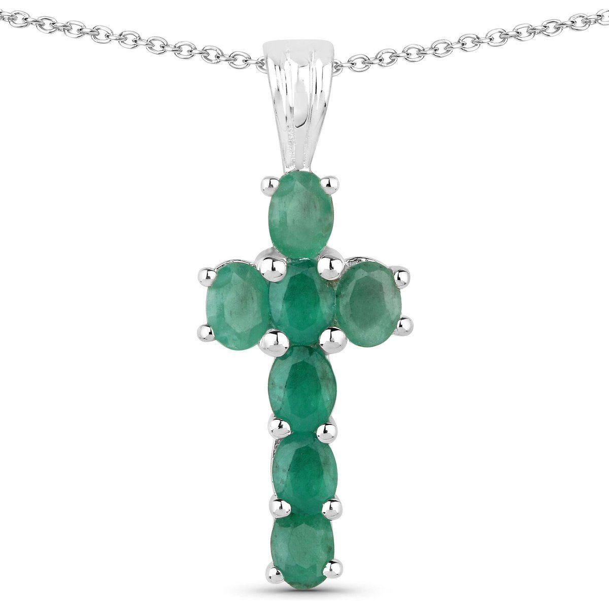 Eleganter Smaragd-Kreuzanhänger mit Kette