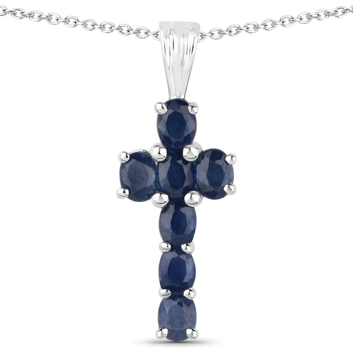 Klassischer Saphir-Kreuz-Anhänger mit Kette