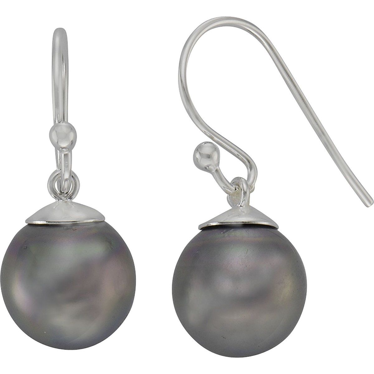 Graue Perlenohrringe aus Sterlingsilber