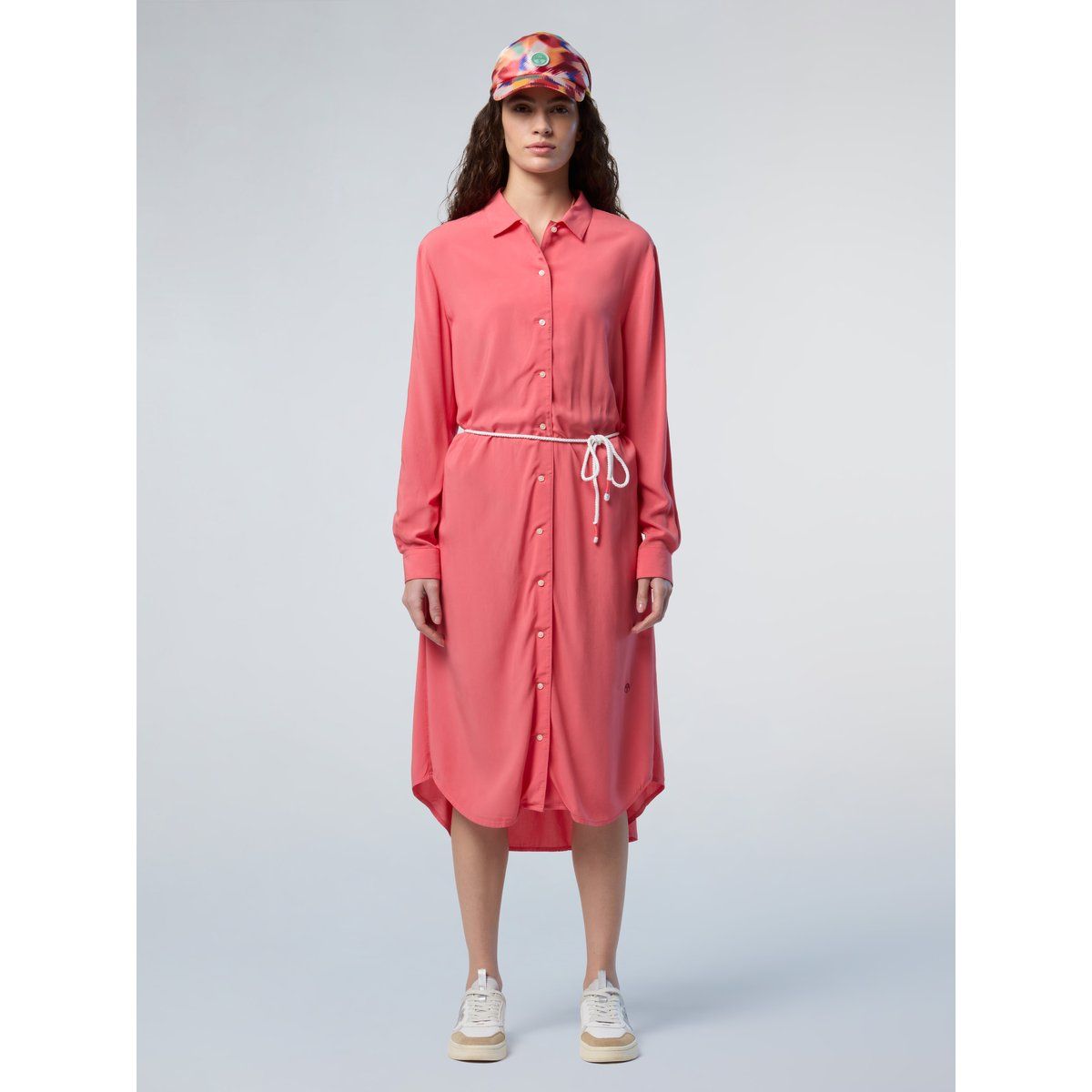 Bedrucktes Midi-Hemdkleid mit Gürtel