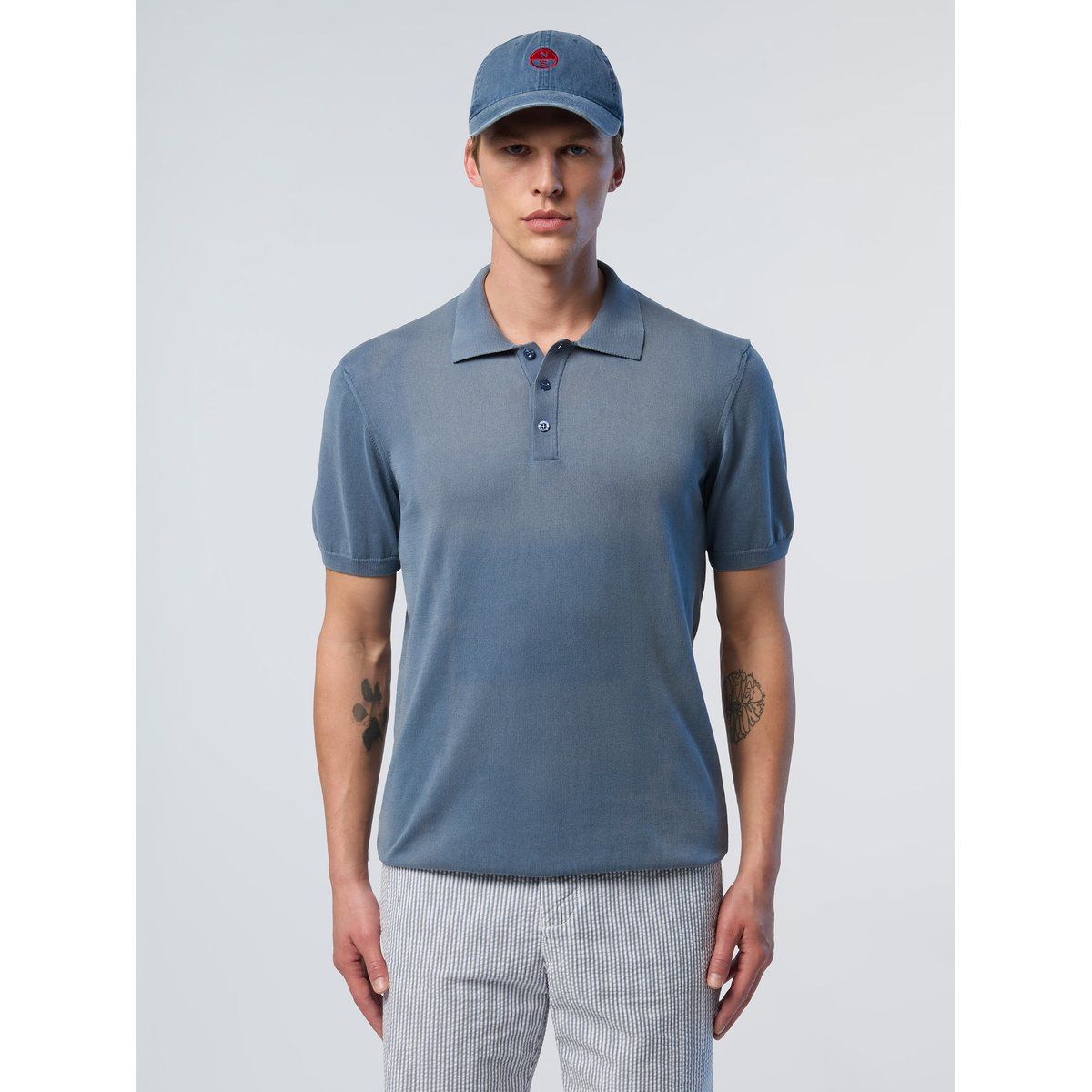 Kurzärmeliges Strick-Poloshirt aus Bio-Baumwolle