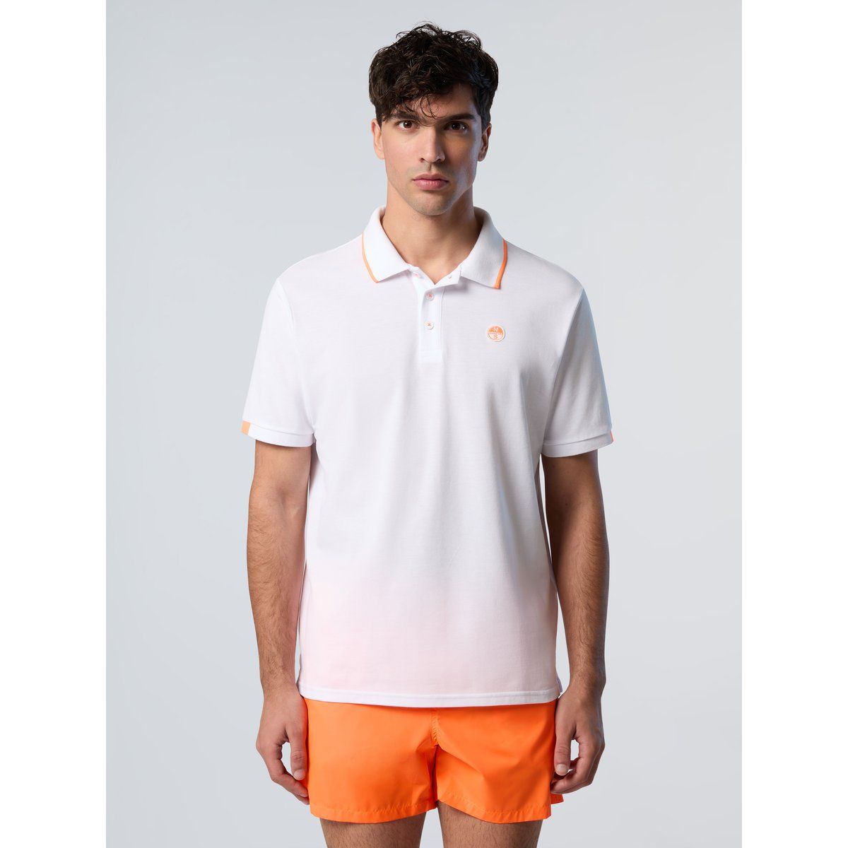 Klassisches weißes Baumwoll-Piqué-Poloshirt