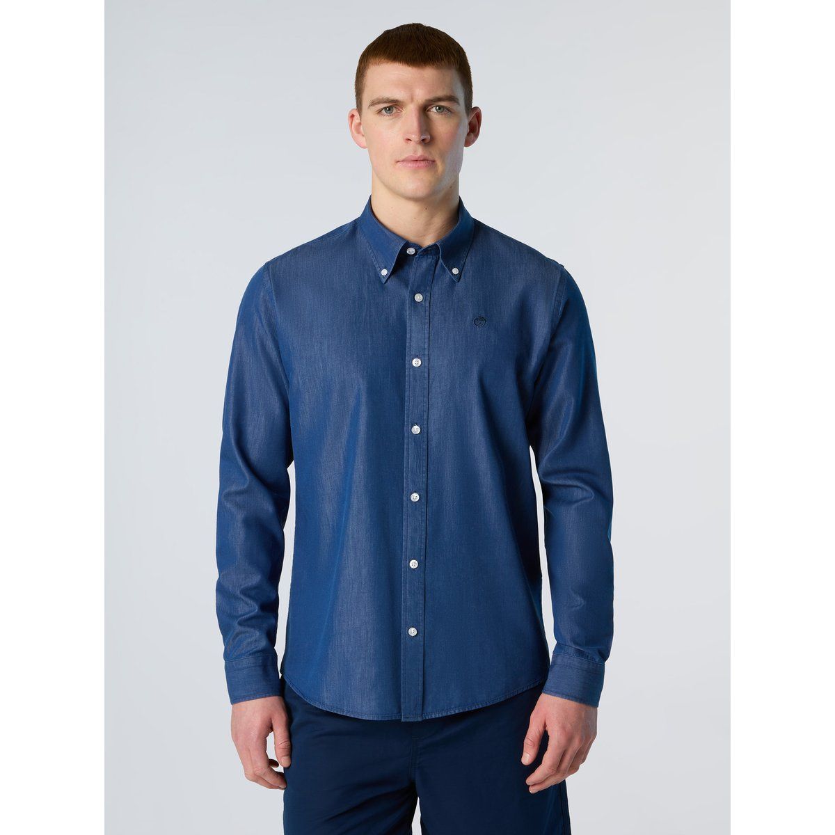 Button-Down Hemd im Denim-Look