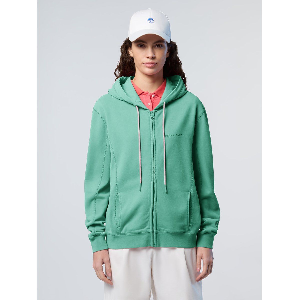 Lässiger Kapuzenpullover mit Reißverschluss und Logo-Print