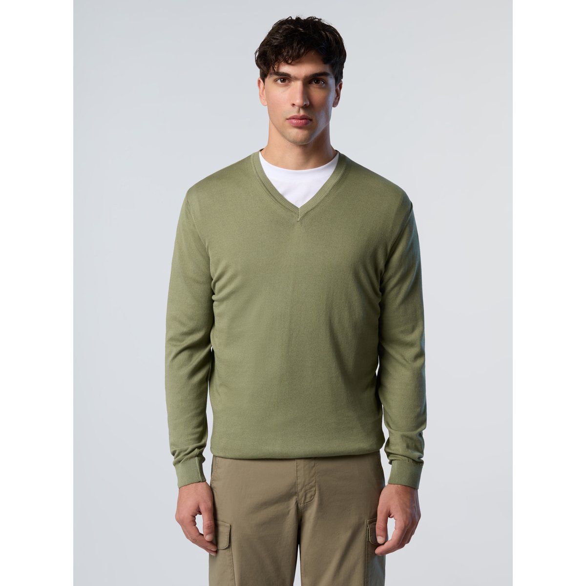 Herren V-Ausschnitt Baumwollstrickpullover