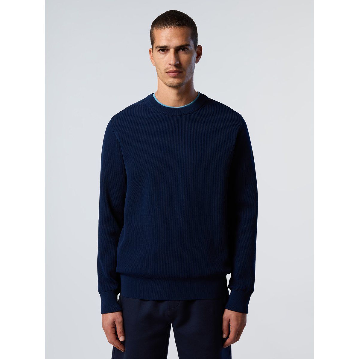 Technischer Strickpullover mit Rundhalsausschnitt