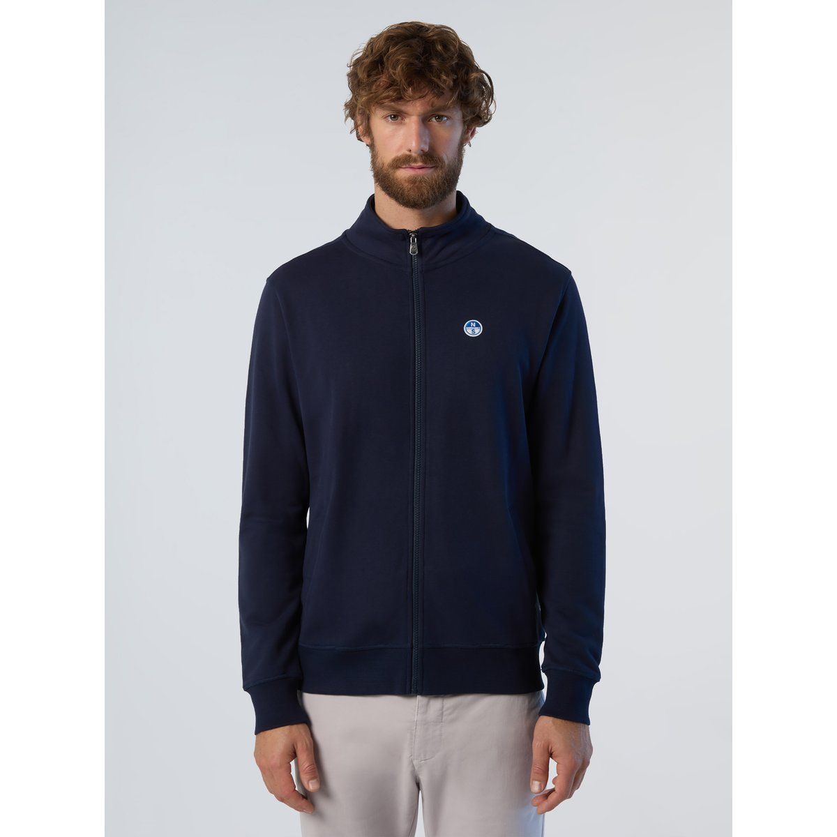 Herren Sweatshirt mit Reißverschluss und Stehkragen