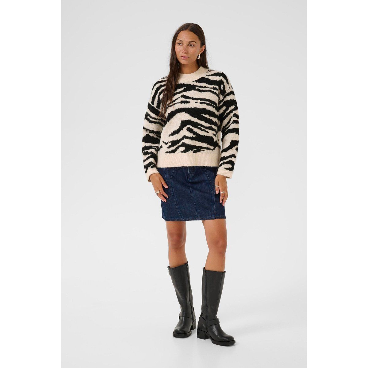 Oversized Strickpullover mit Zebramuster