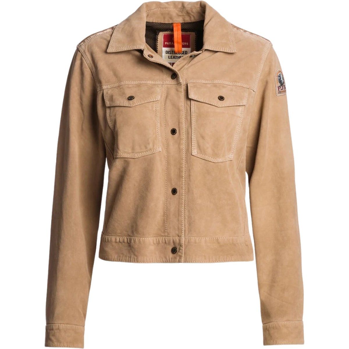 Beige Wildlederjacke mit Knöpfen
