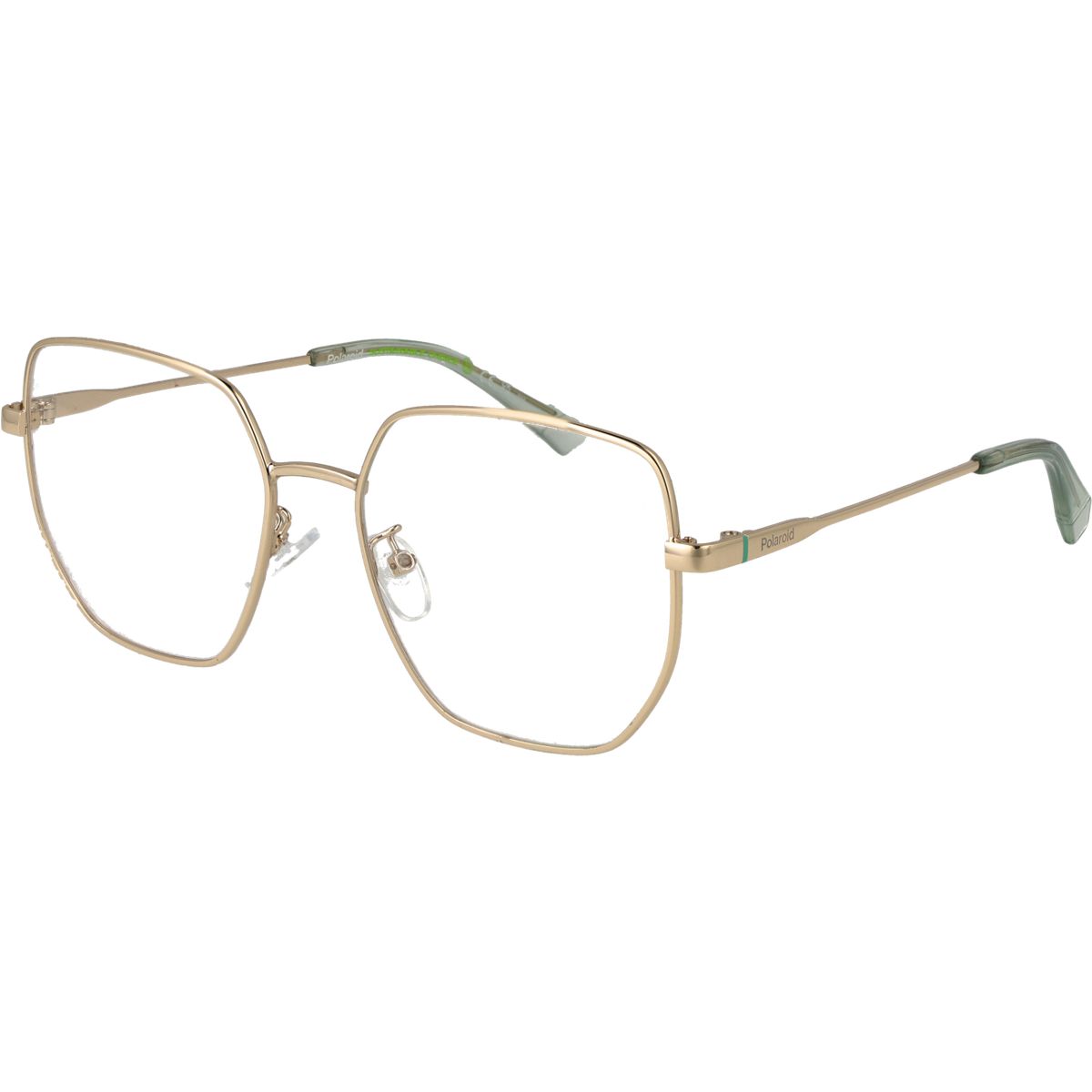 Goldene, achteckige Vollrandbrille aus Metall