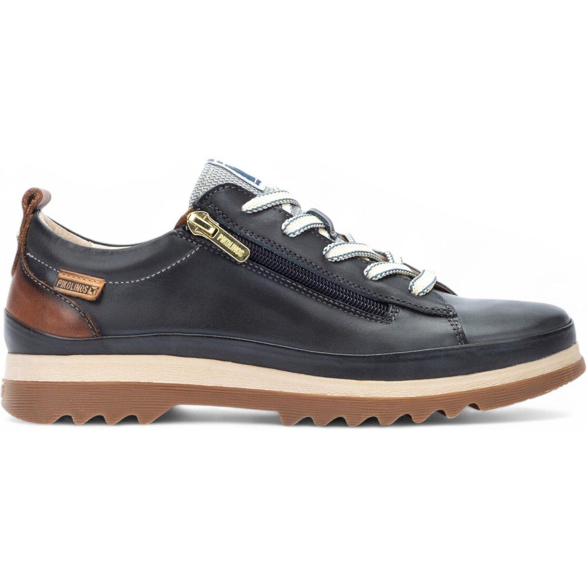 Leder-Schnürschuh mit Reißverschlussdetail