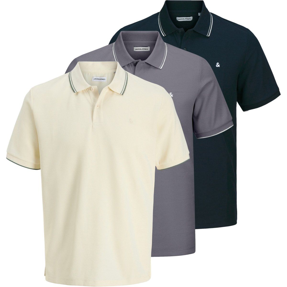 Klassisches Baumwoll-Poloshirt im Dreierpack