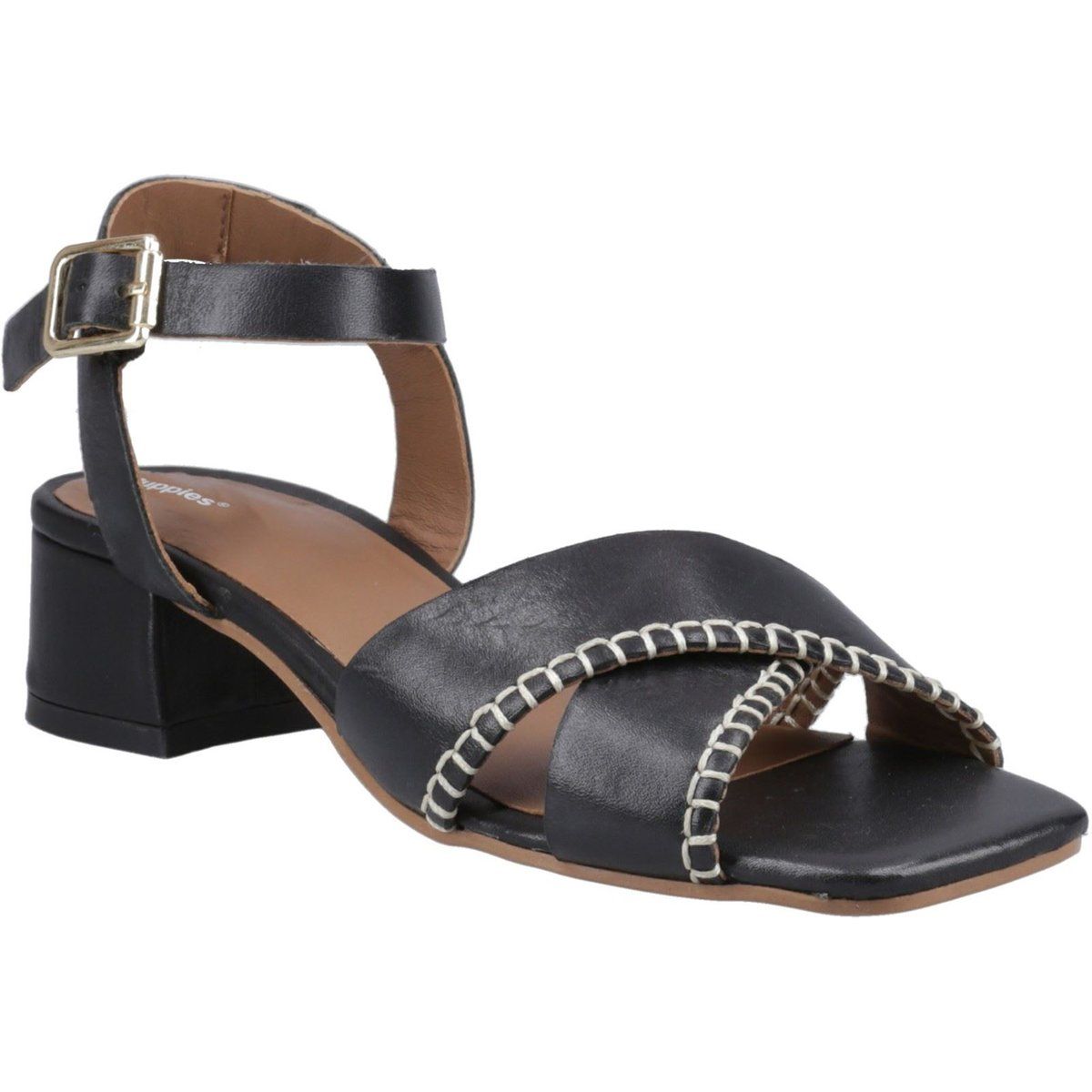 Hush Puppies Lyla Heeled Damen Sandalen Aus Schwarzem Leder